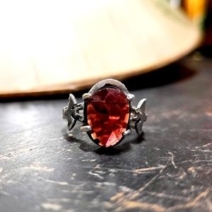 Handmade garnet bat ring